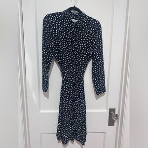 Hobbs Navy and Buttercream Emberley Shirt Dress NWOT